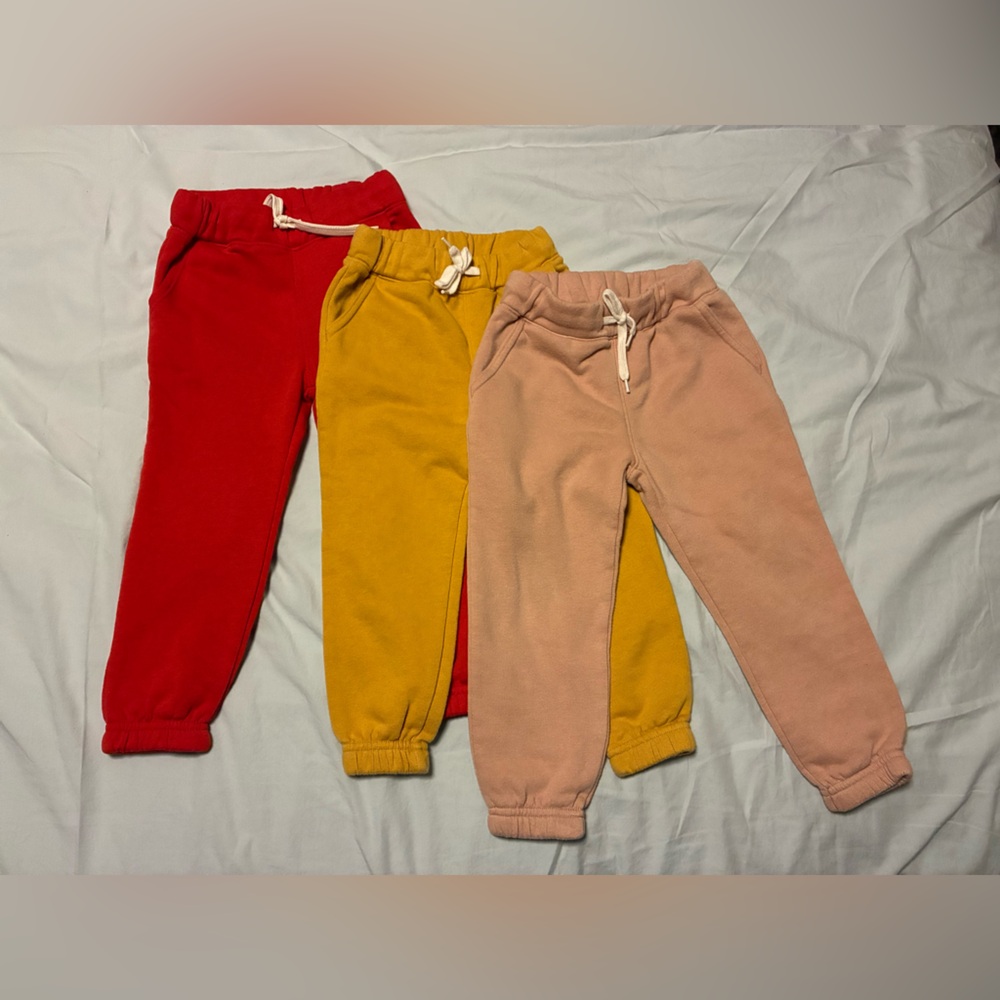 Kids Cozy Sweatpants Set - Red, Yellow, and Pink